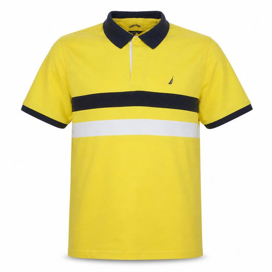 Nautica Men's Yellow Colourblock Cotton Polo Shirt XL