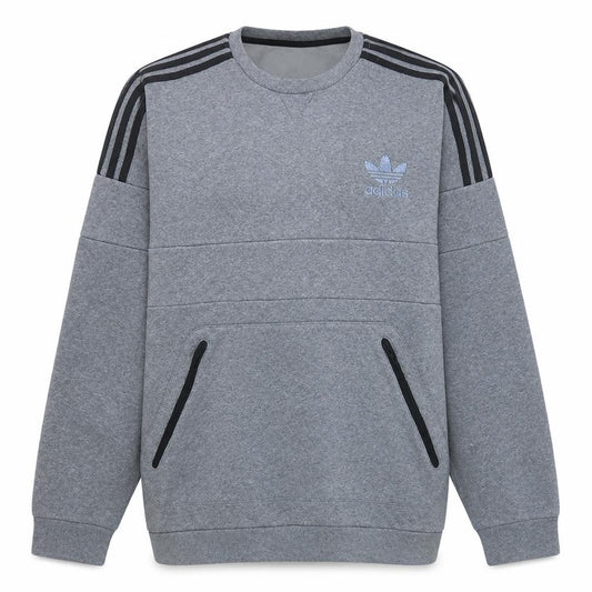 adidas Men's Grey Crew Neck Pullover Sweatshirt L Sports Style