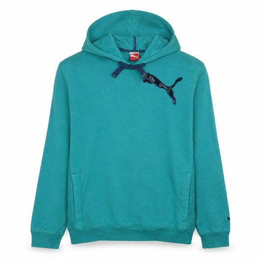 Puma Men's Green Pullover Hoodie XL Logo Cotton Blend Sweatshirt