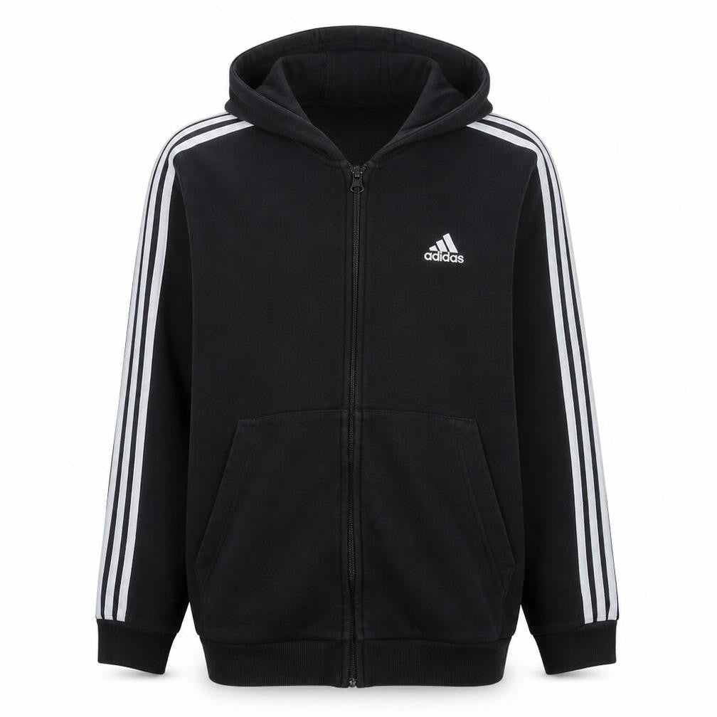 Adidas Men's Black Full Zip Hoodie L Sports Fleece Sweatshirt