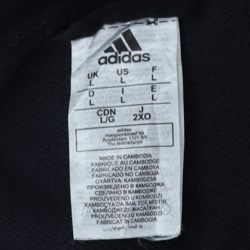 Adidas Men's Black Full Zip Hoodie L Sports Fleece Sweatshirt
