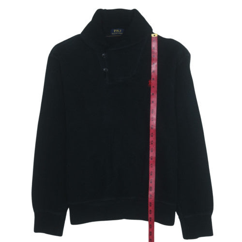 Polo Ralph Lauren Women's Black Henley Sweatshirt Size M Fleece