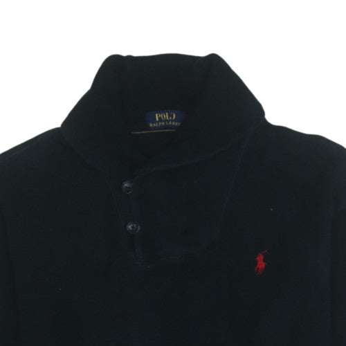 Polo Ralph Lauren Women's Black Henley Sweatshirt Size M Fleece