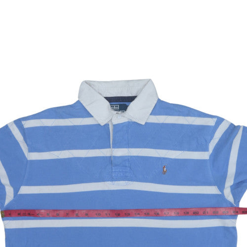 Ralph Lauren Men's Blue Striped Cotton Polo Shirt XL Classic Fit