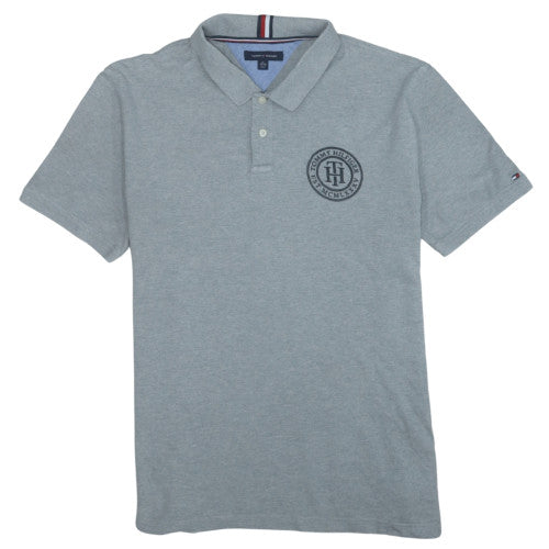 Tommy Hilfiger Men's Grey Cotton Short Sleeve Polo Shirt XL Classic Fit