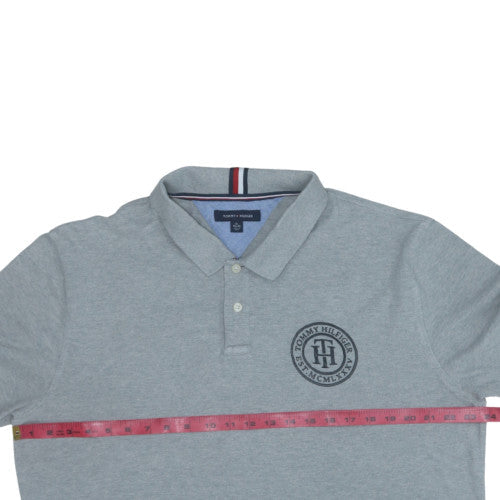 Tommy Hilfiger Men's Grey Cotton Short Sleeve Polo Shirt XL Classic Fit