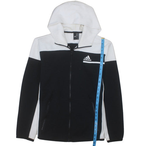 Adidas Mens Black Full Zip Hoodie L Logo Sports Fleece Jacket