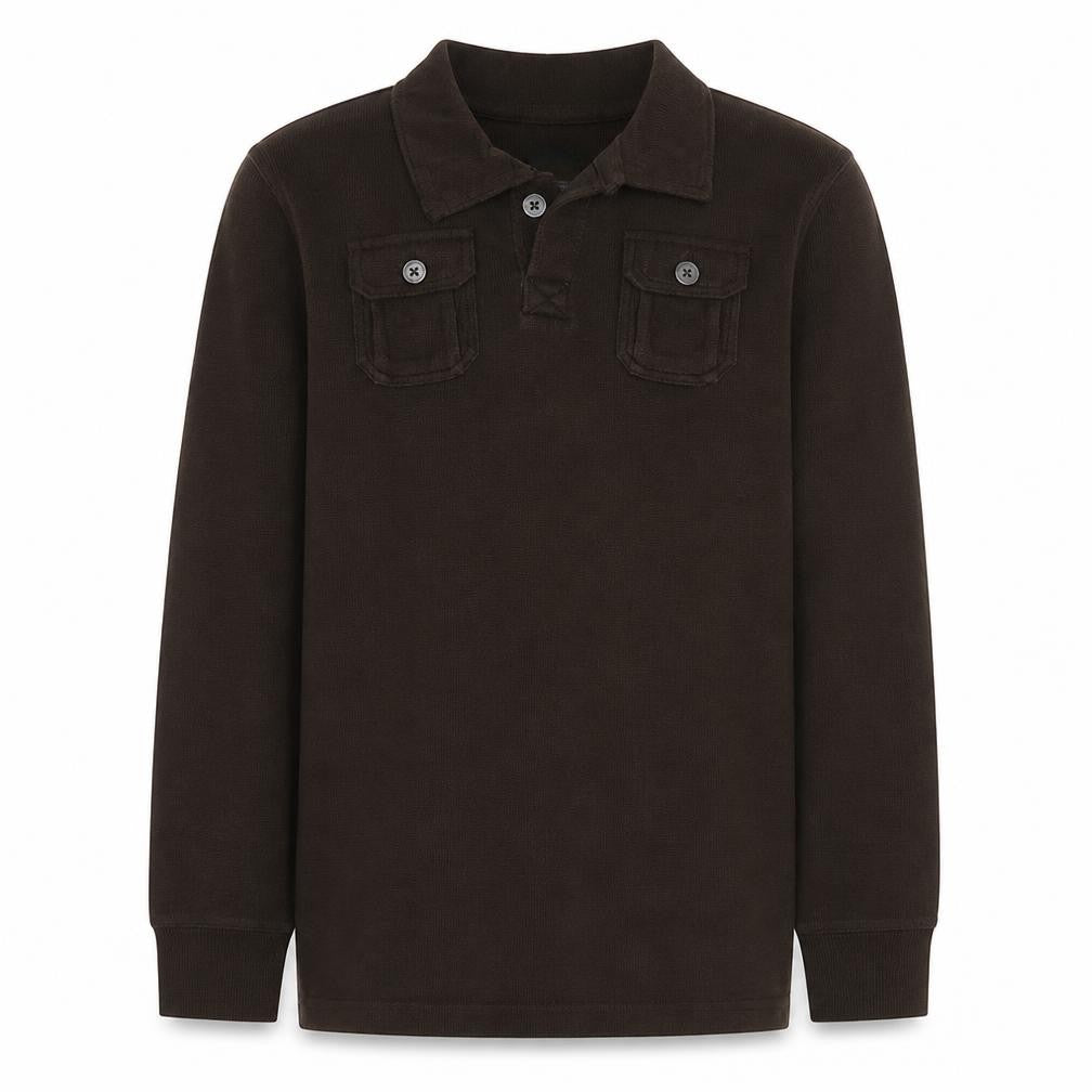 Nautica Boys Brown Cotton Blend Henley Jumper XL 18/20 Long Sleeve