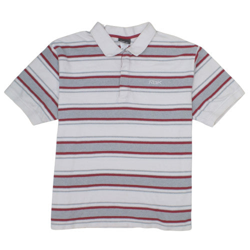Reebok Men's White Grey Red Striped Cotton Polo Shirt XL