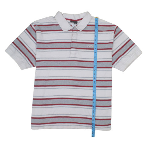 Reebok Men's White Grey Red Striped Cotton Polo Shirt XL
