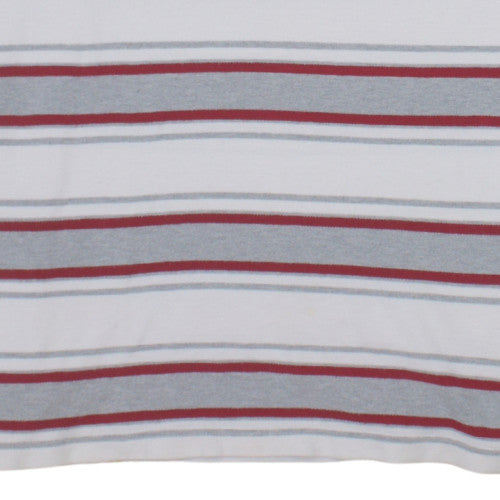 Reebok Men's White Grey Red Striped Cotton Polo Shirt XL