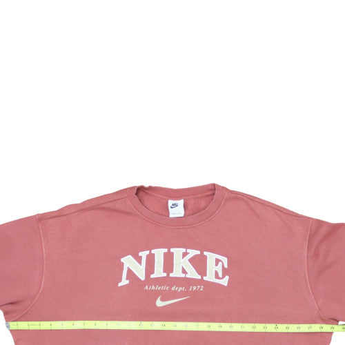 Nike Womens Pink Crew Neck Pullover Sweatshirt L Logo Print