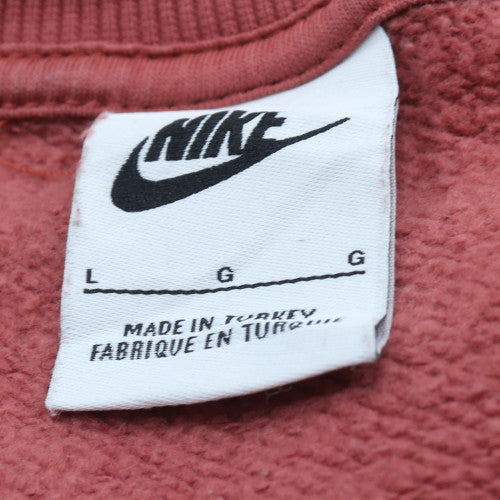 Nike Womens Pink Crew Neck Pullover Sweatshirt L Logo Print