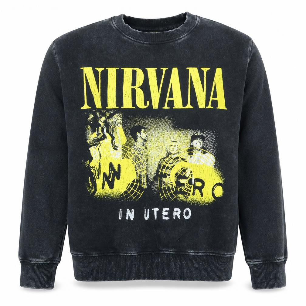 Nirvana Women's Black L Sweatshirt Pullover Graphic Print Cotton