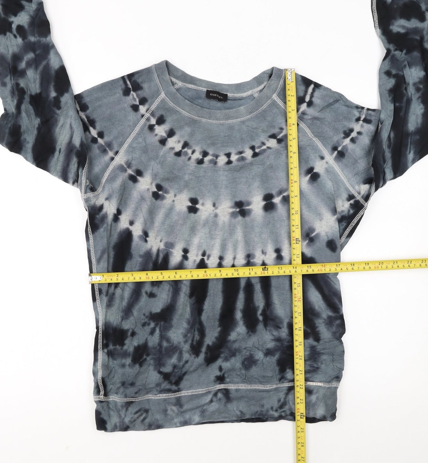 Diesel Womens Grey Tie-Dye Crew Neck Long Sleeve Sweatshirt Size S