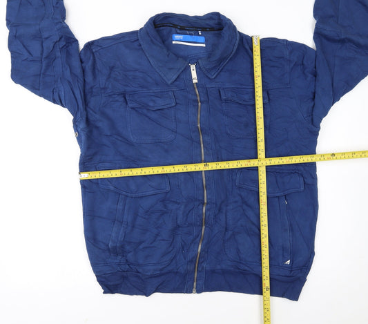 Adidas Originals Women Blue Cotton Track Jacket L Full Zip