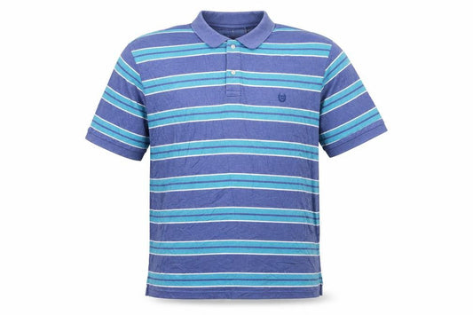 Chaps Men's Blue Striped Collared 2XL Cotton Stretch Polo Shirt