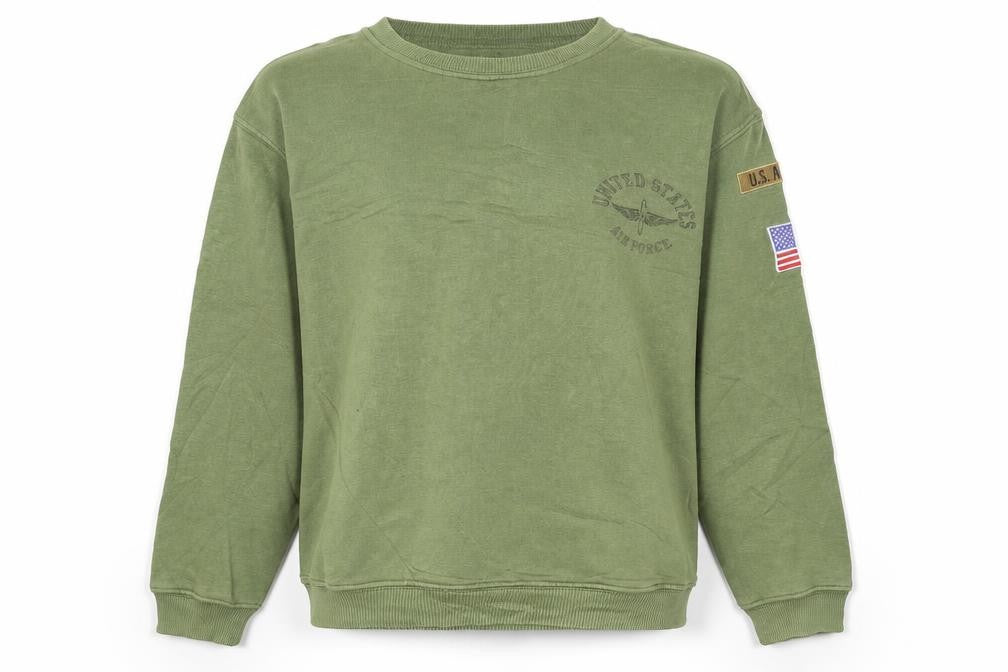 Topshop Women’s Green Air Force Graphic Pullover Sweatshirt Size M