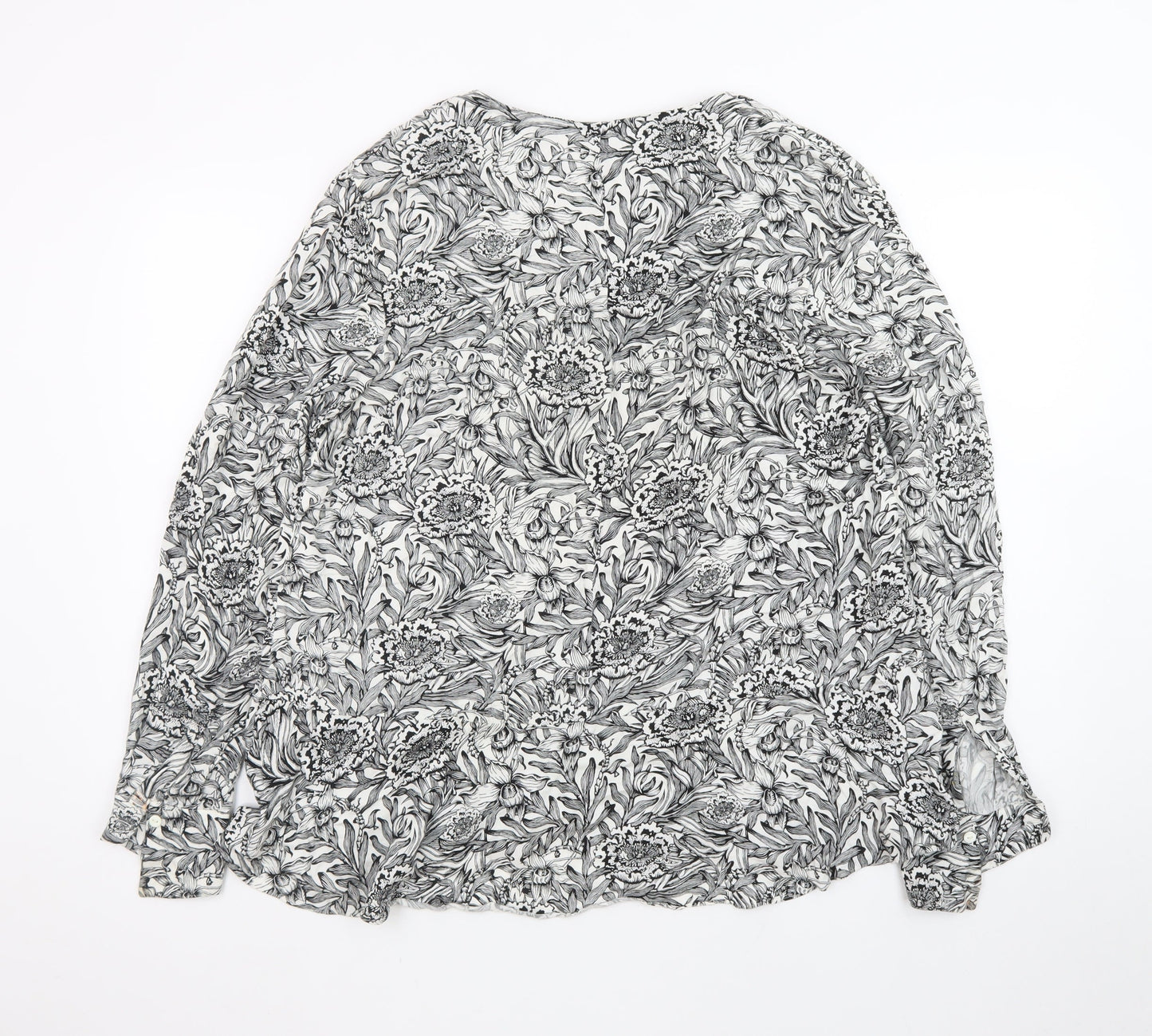 Modern Rarity Women's Black Floral Viscose Tunic Blouse Size 14