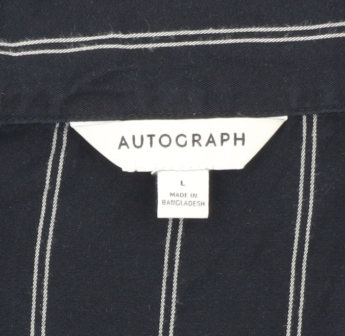 Marks and Spencer Autograph Men's Black Striped Robe L Lightweight Belted