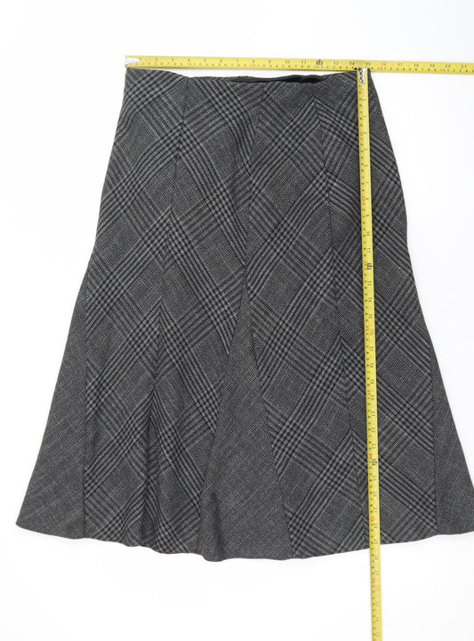 Marks and Spencer Women Grey A-Line Check Skirt Size 12