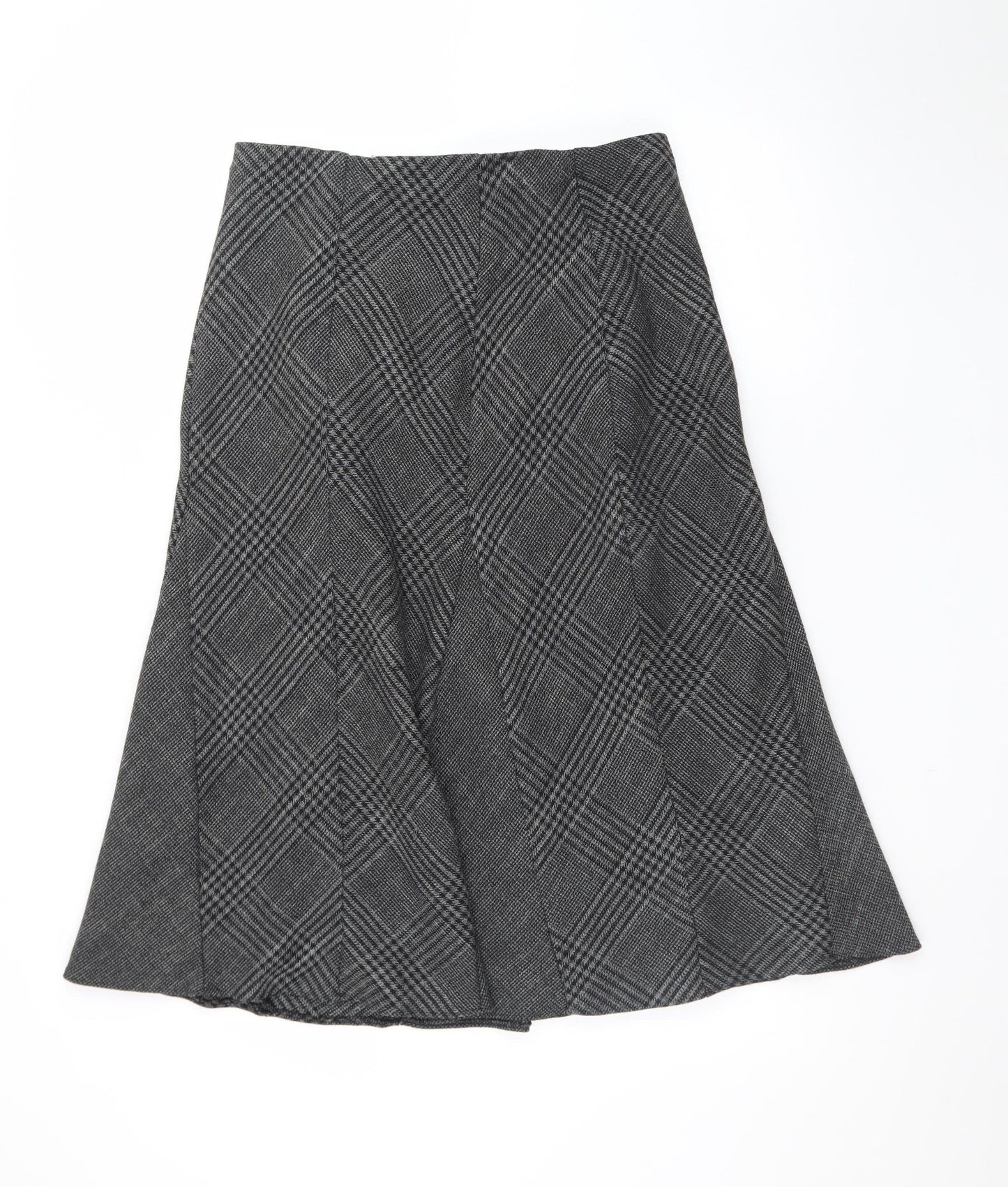 Marks and Spencer Women Grey A-Line Check Skirt Size 12