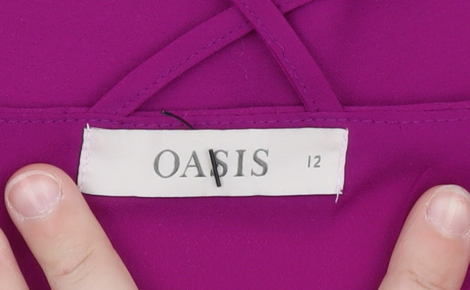 Oasis Women Purple Off Shoulder Ruffle Camisole Blouse Size 12