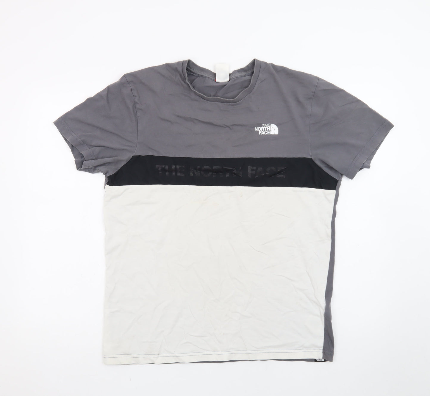 The North Face Men's Grey & White Colourblock Crew Neck T-Shirt M
