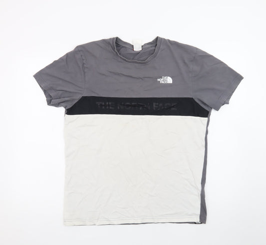 The North Face Men's Grey & White Colourblock Crew Neck T-Shirt M
