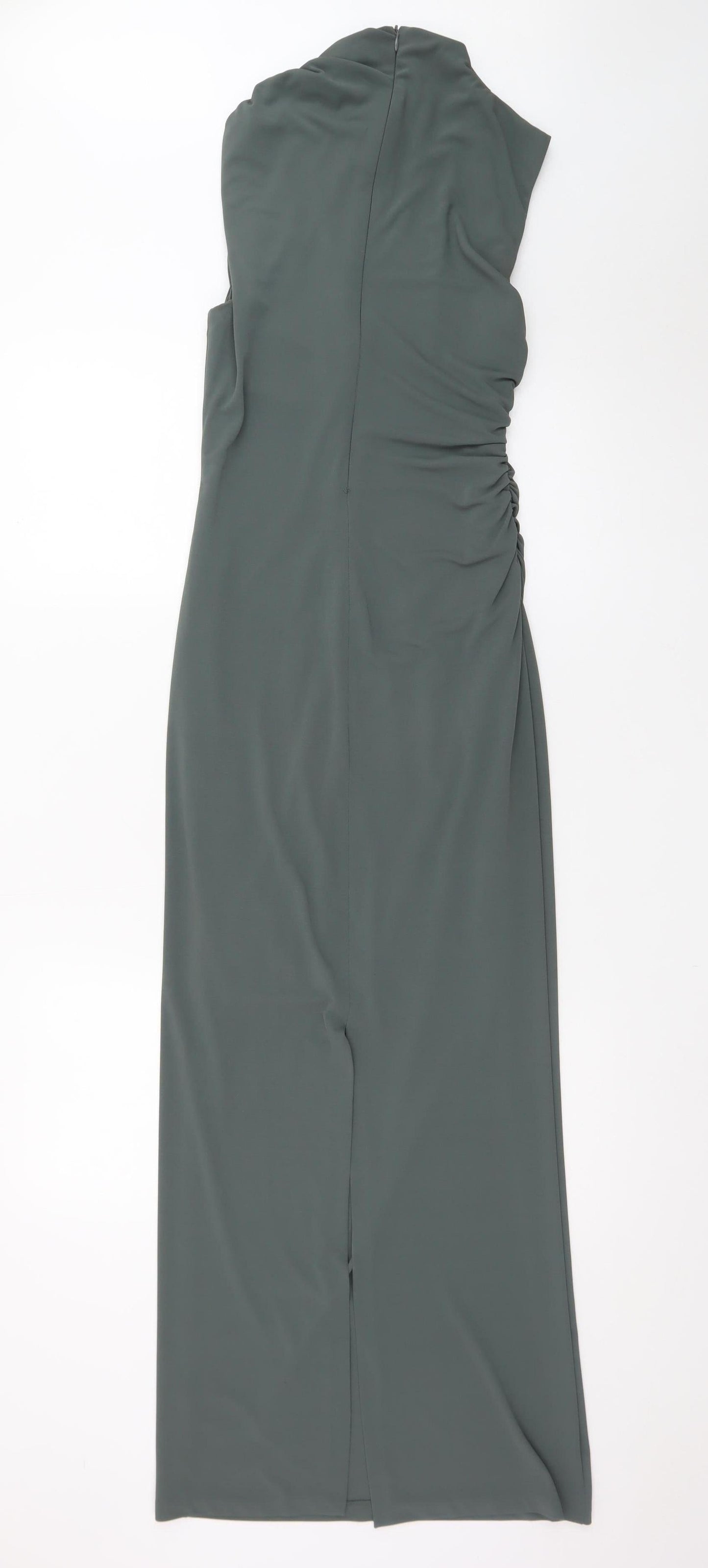 Zara Women’s Green Sleeveless Ruched Sheath Maxi Dress XS