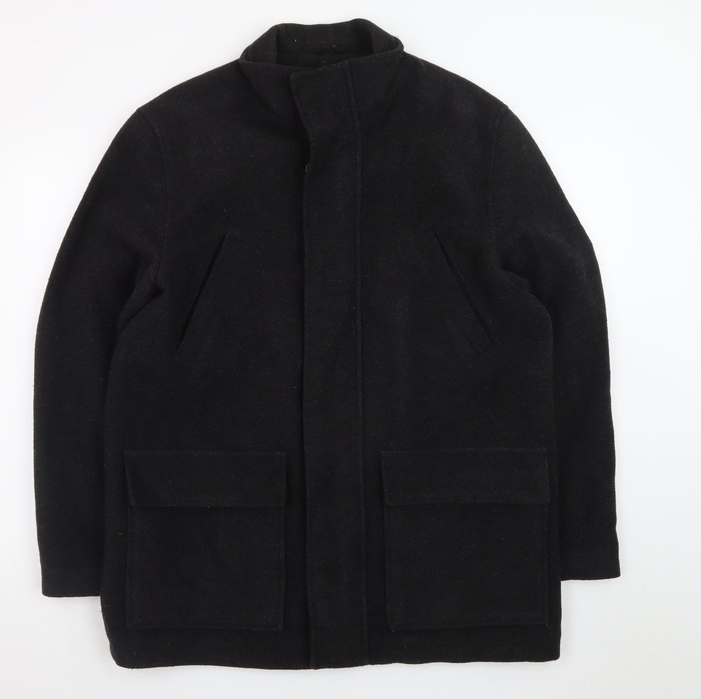 Butler & Webb Men's Black Wool Overcoat Medium 38in Regular Fit