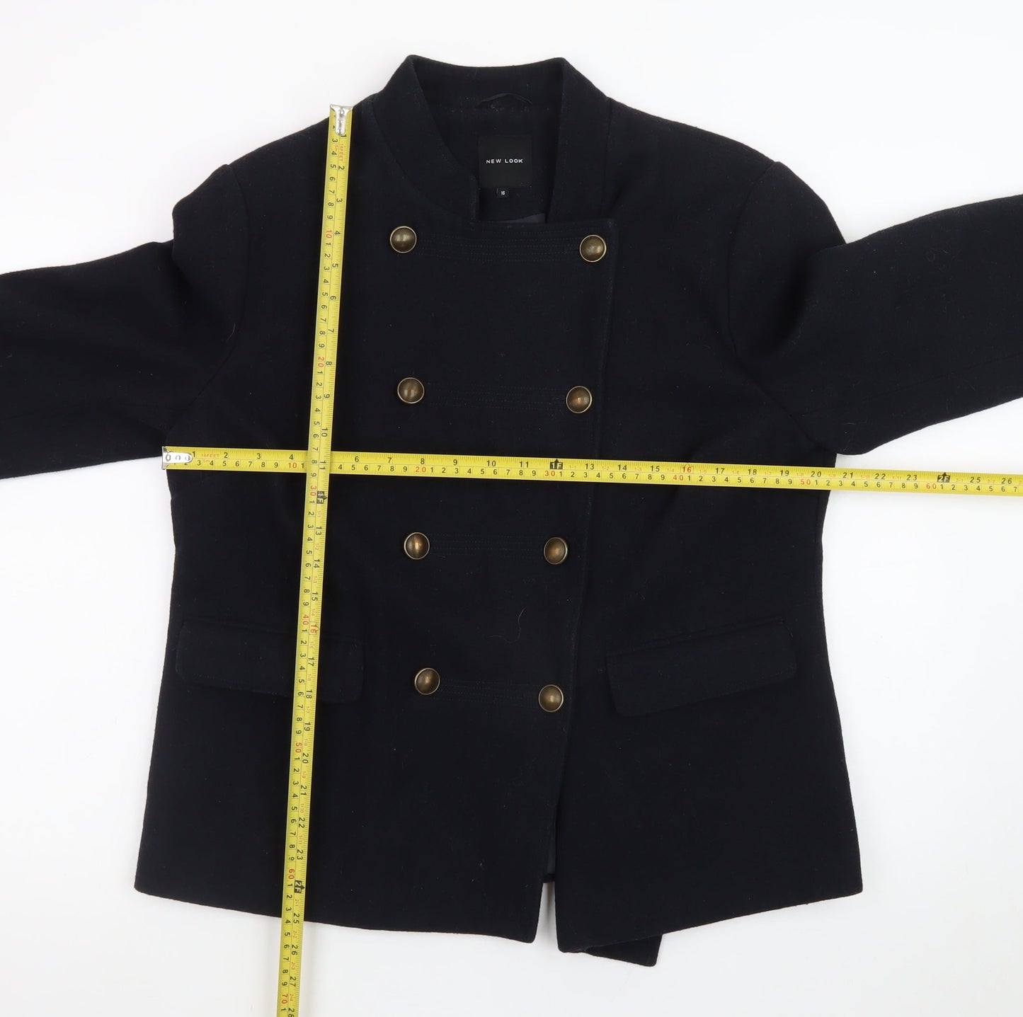New Look Women's Black Wool Blend Military Jacket Size 16