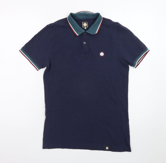 Pretty Green Men's Blue Collared Cotton Polo Shirt Size S