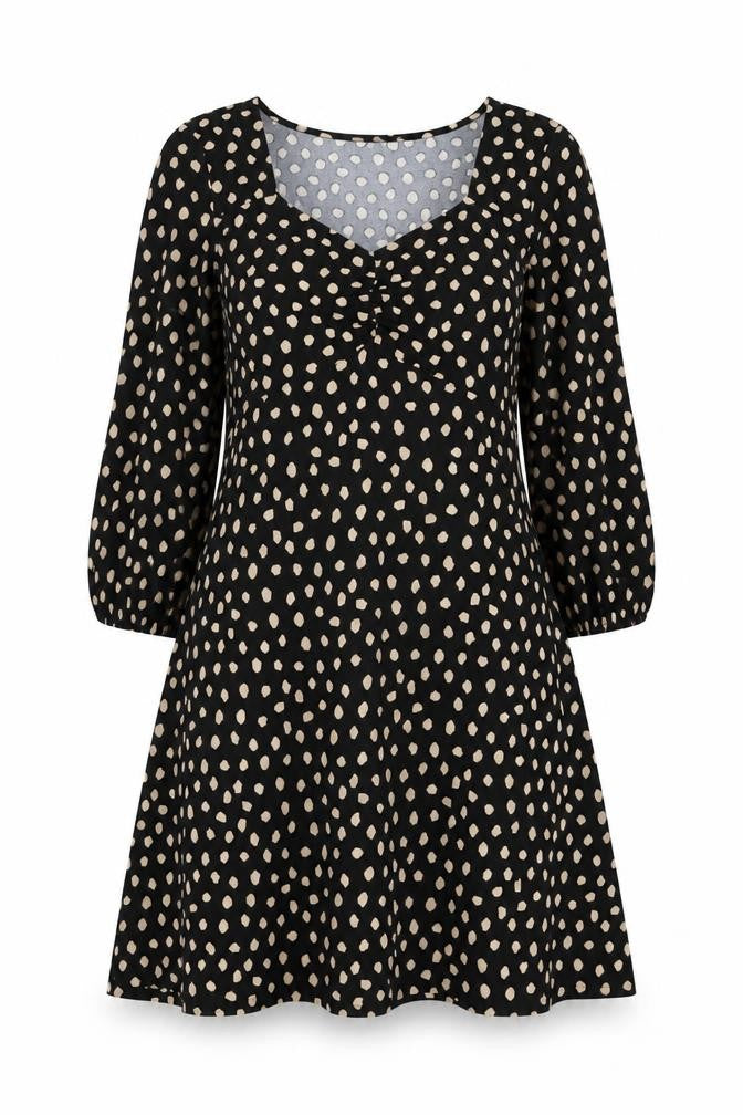 Papaya Women Black Polka Dot A-Line Dress Size 14