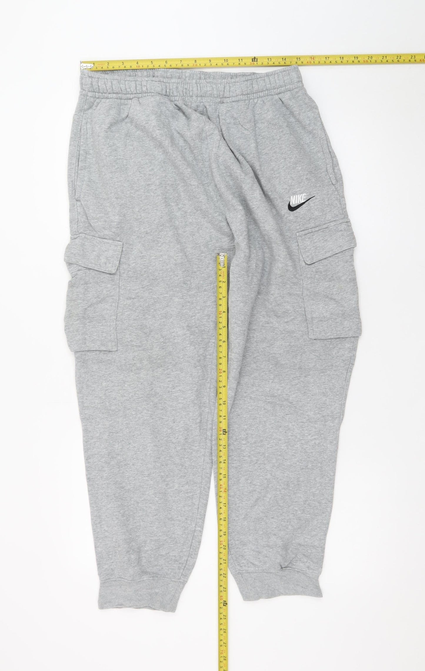 Nike Men's Grey Cargo Sweatpants L Regular Fit Cotton Blend
