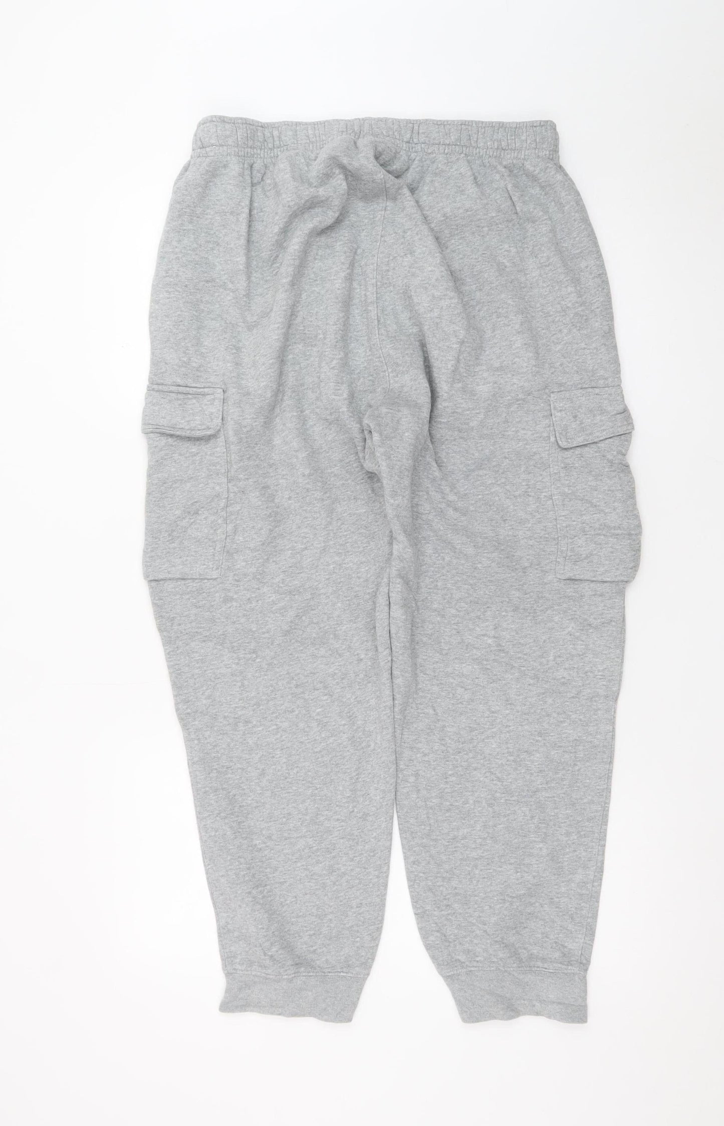 Nike Men's Grey Cargo Sweatpants L Regular Fit Cotton Blend
