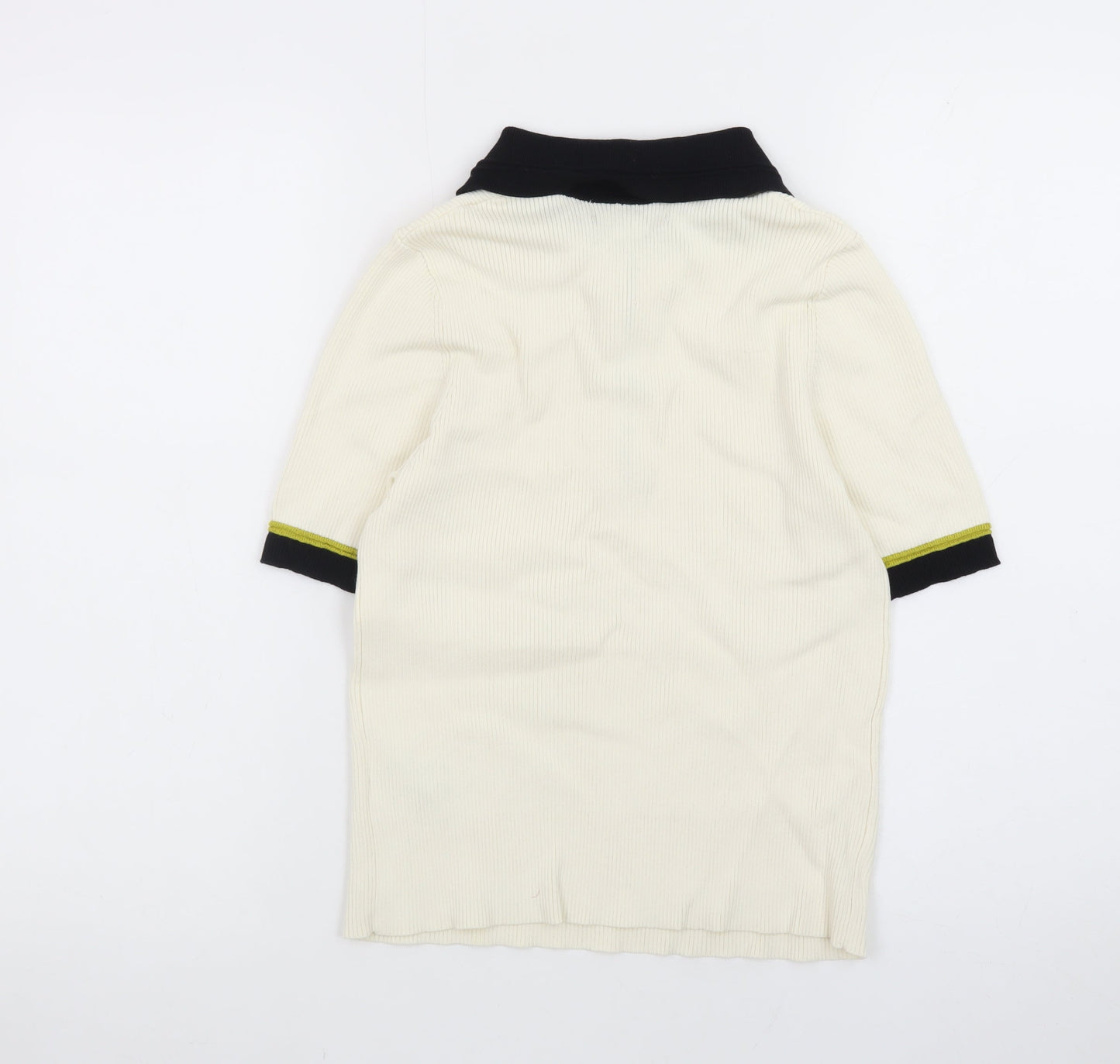 Marks and Spencer Men’s Ivory Short Sleeve 1/4 Zip Polo Shirt Size M