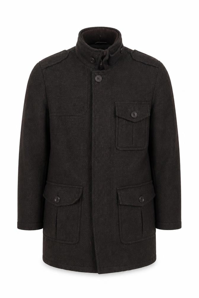 RJR.John Rocha Men Brown Wool Military Style Coat Size M