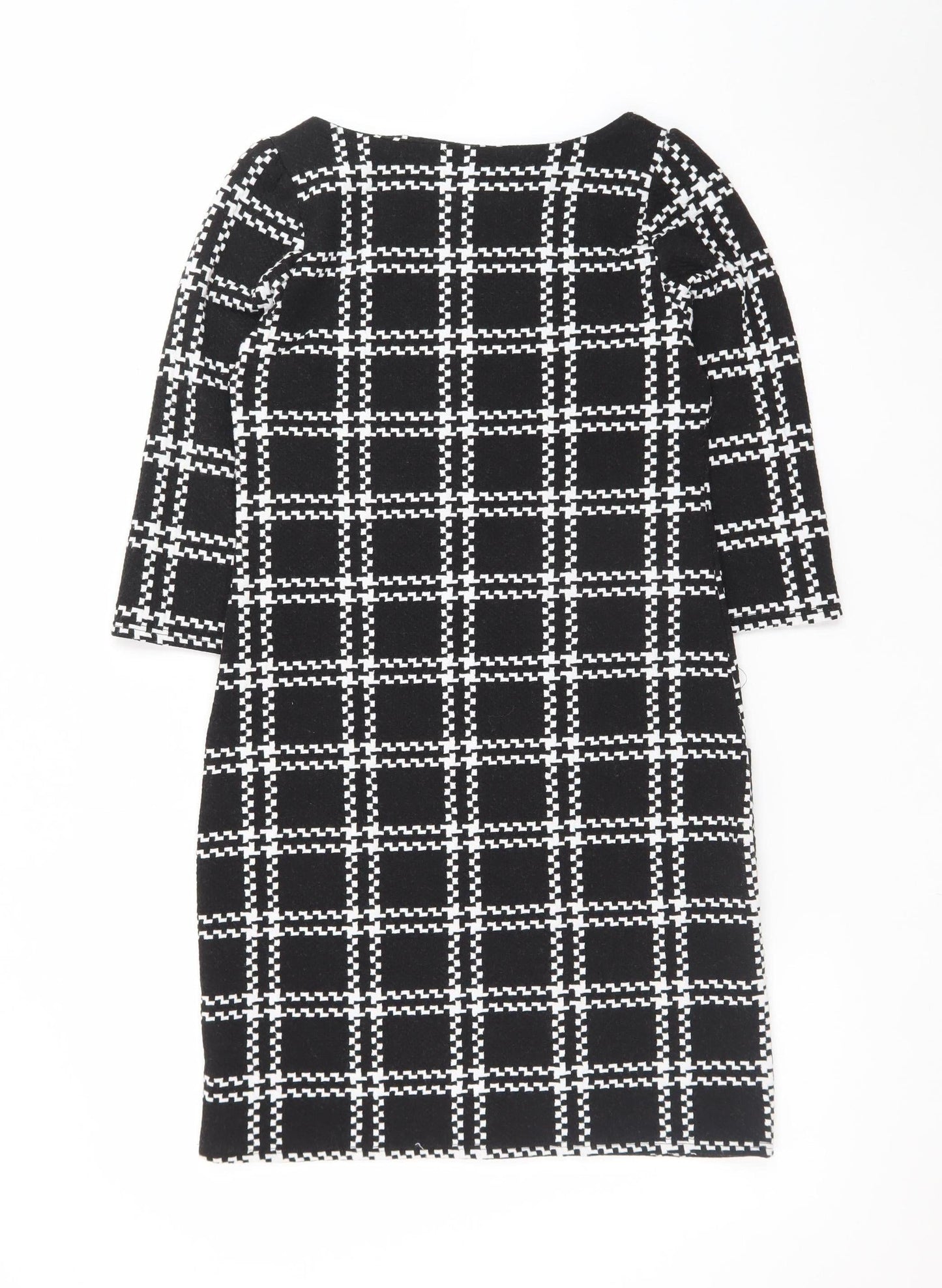 New Look Women Black Check Bodycon Dress Size 6