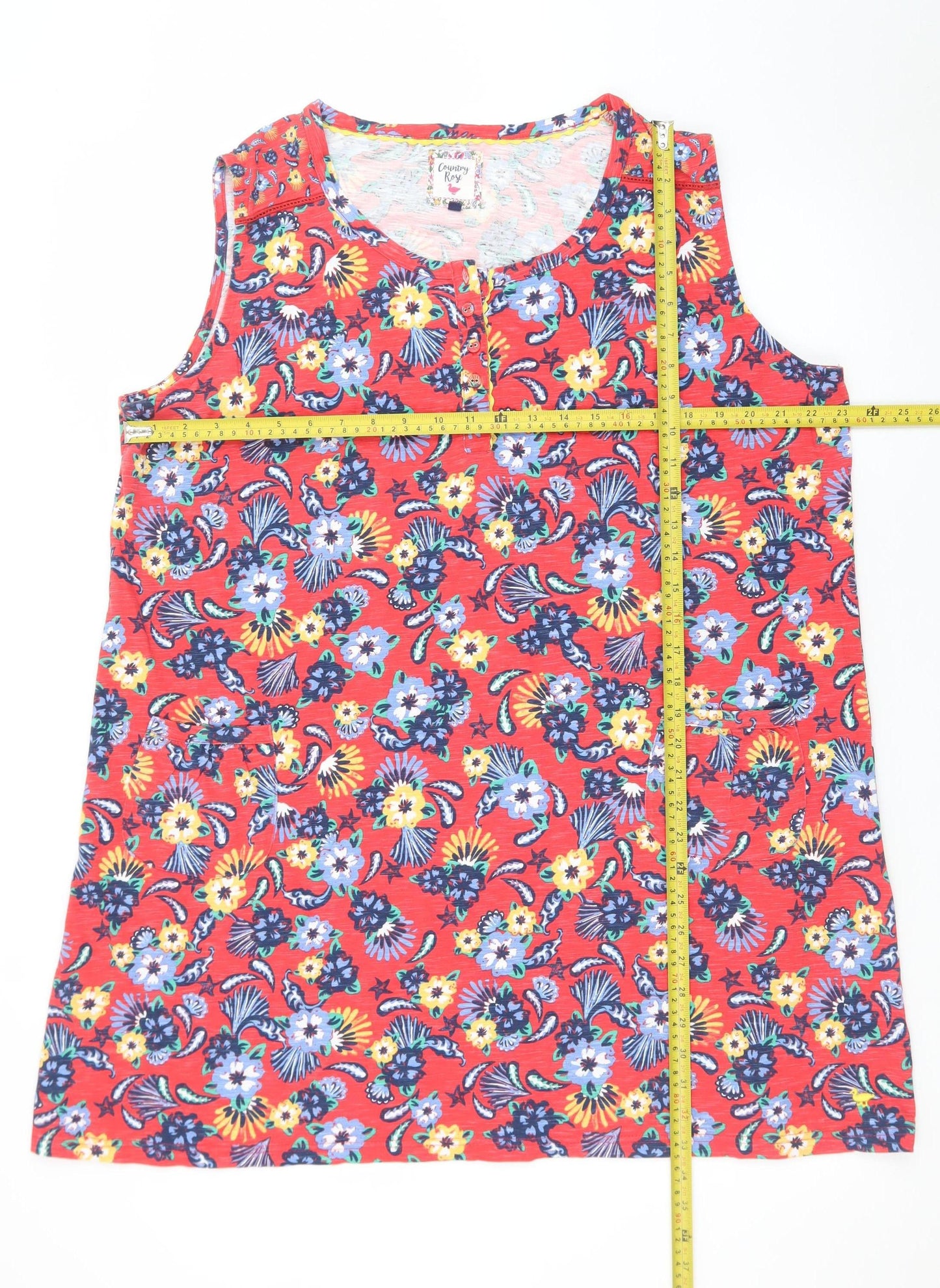 Country Rose Women's Red Floral Sleeveless Shift Dress XL