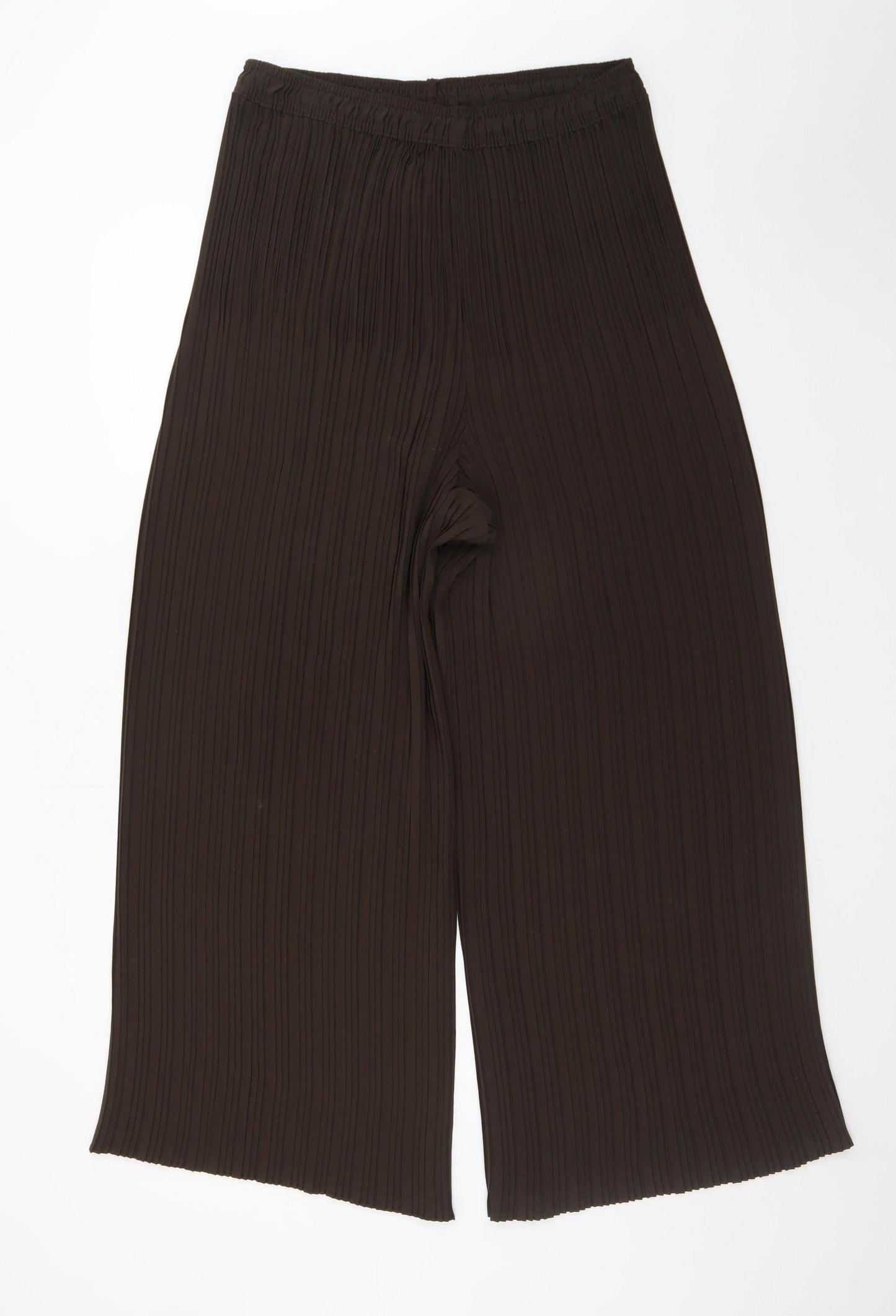 G.C. Collection Women Brown Size 16 Pleated Wide-Leg Trousers