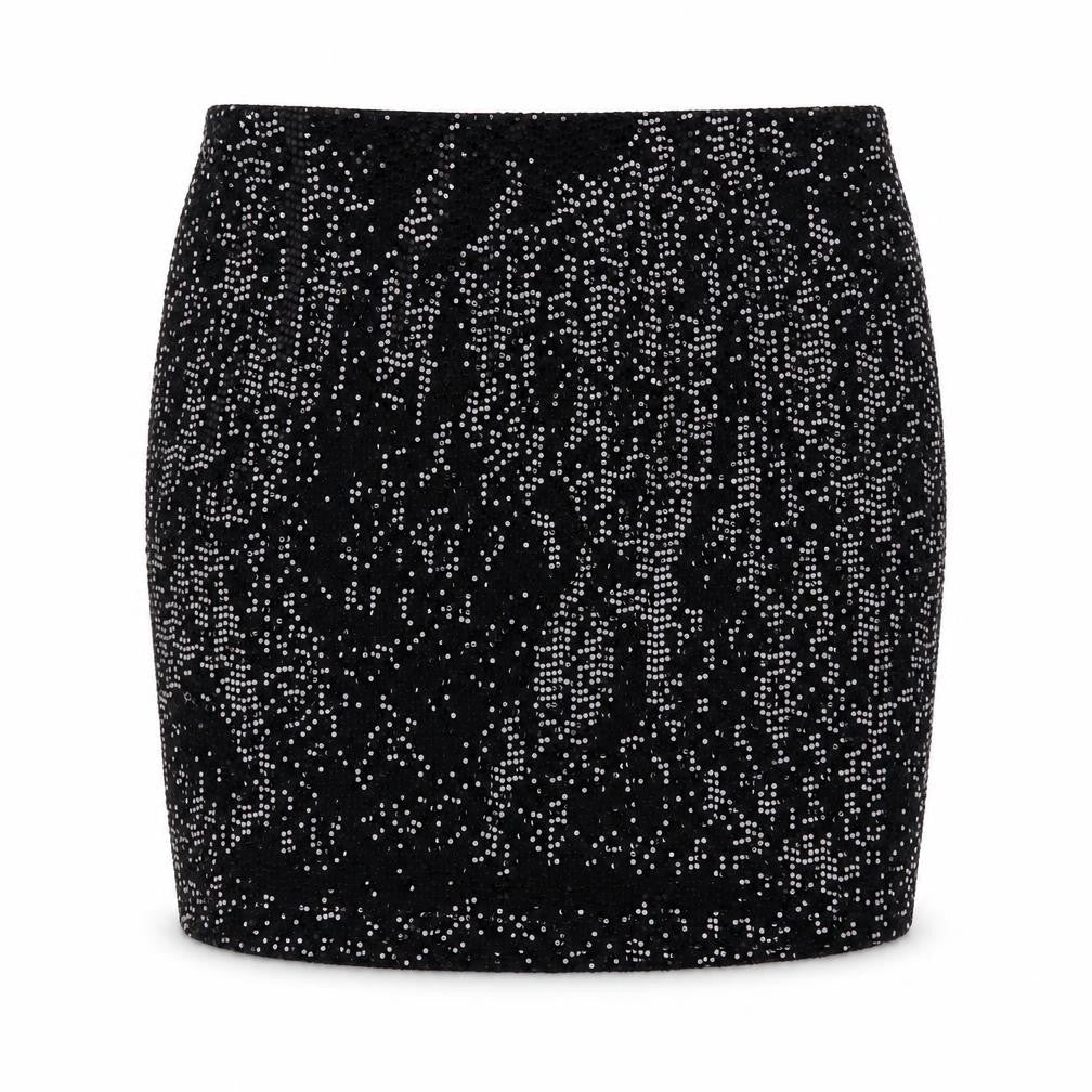 Mango Women’s Black Sequin Short Pencil Skirt XS Party Stretch