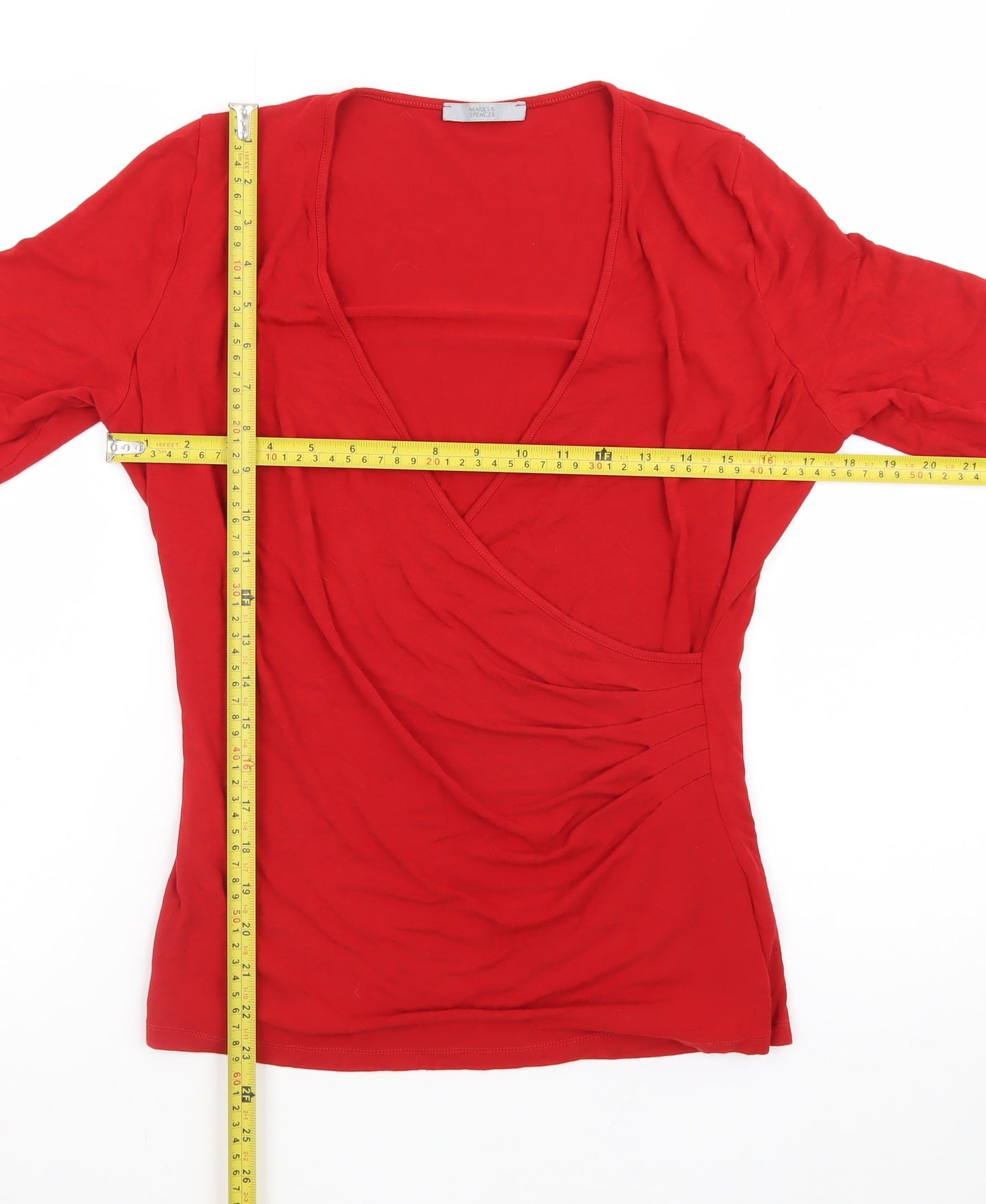 Marks and Spencer Women’s Red Wrap Jersey Blouse UK 14
