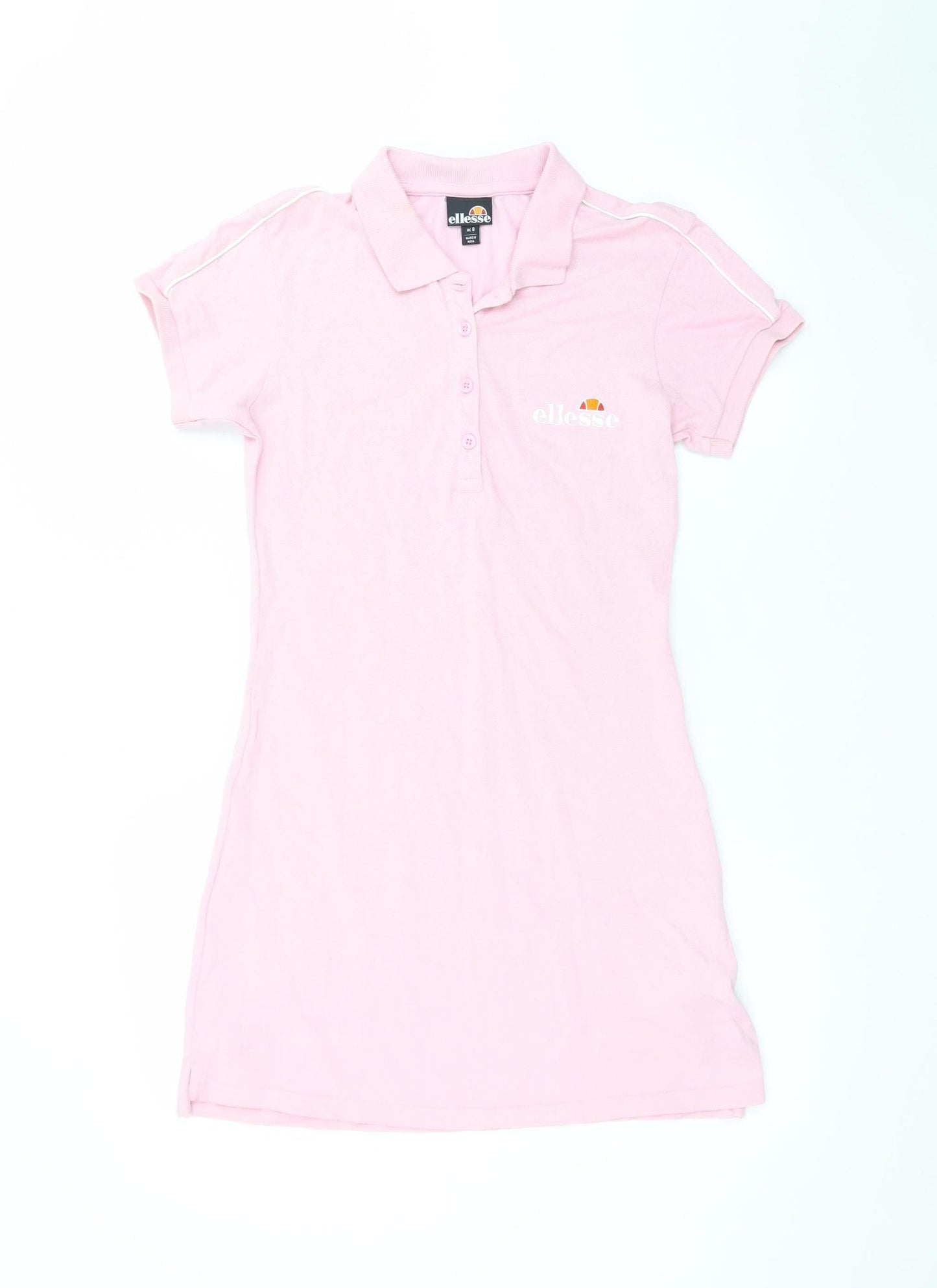 Ellesse Women's Pink Cotton Polo Shirt Dress UK 8 Casual Sportswear