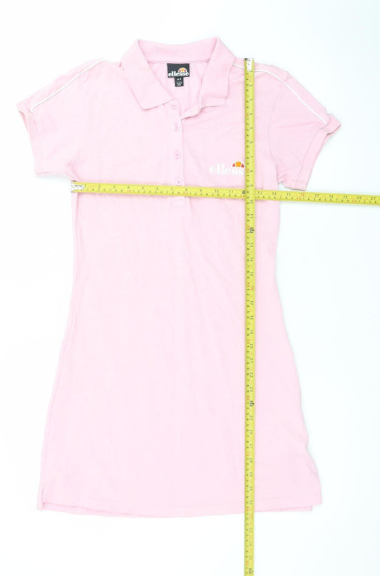 Ellesse Women's Pink Cotton Polo Shirt Dress UK 8 Casual Sportswear