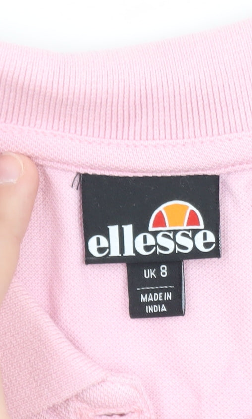 Ellesse Women's Pink Cotton Polo Shirt Dress UK 8 Casual Sportswear
