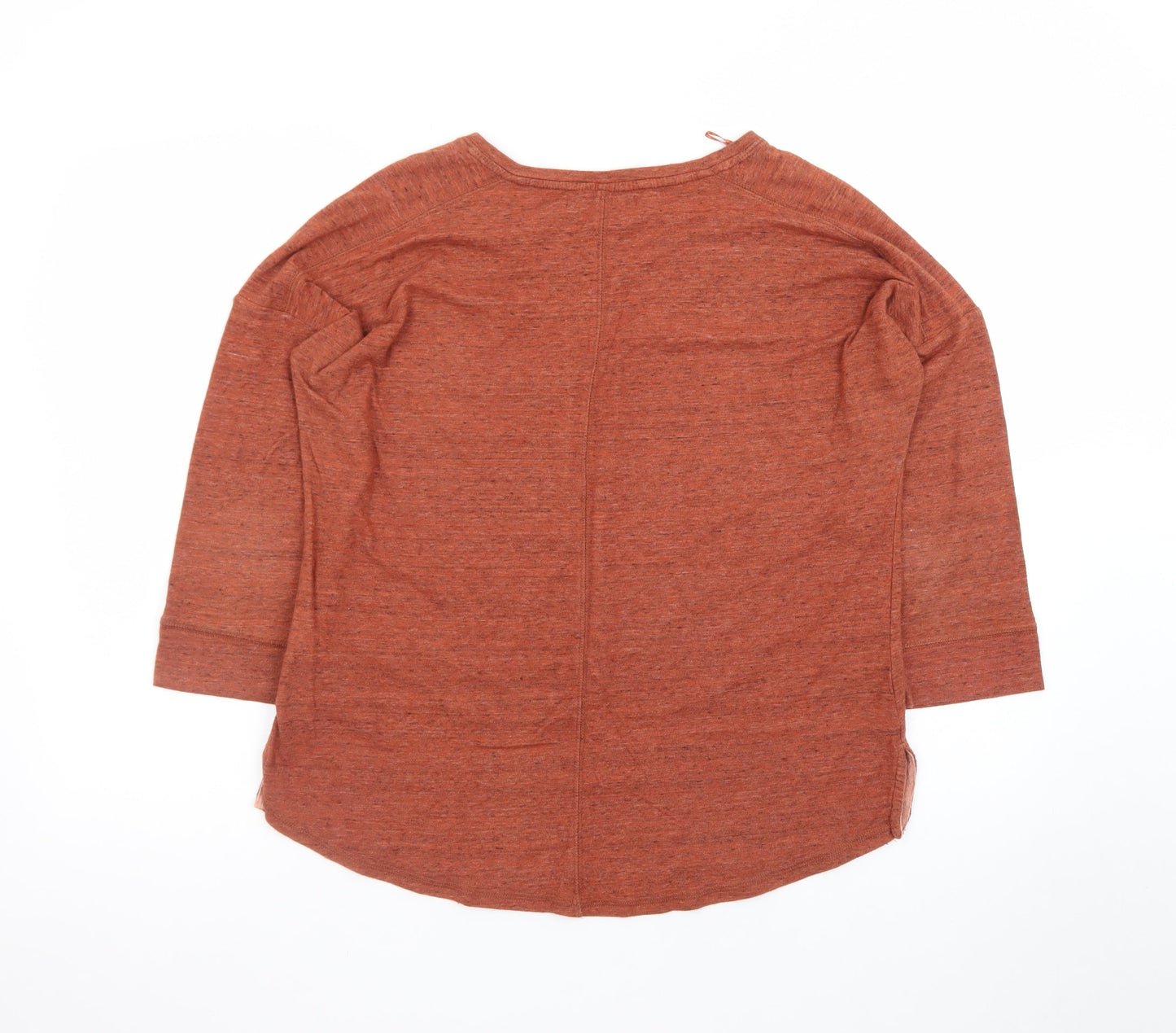 Next Women Brown V-Neck 3/4 Sleeve Cotton Blend Jersey T-Shirt Size 14