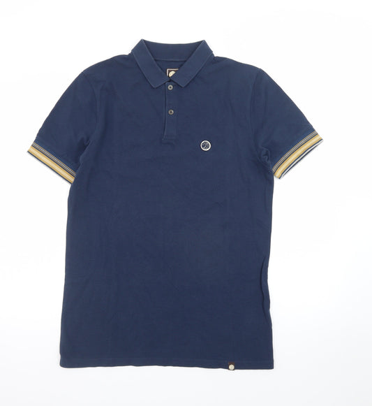 Pretty Green Men's Blue Cotton Short Sleeve Polo Shirt Size S