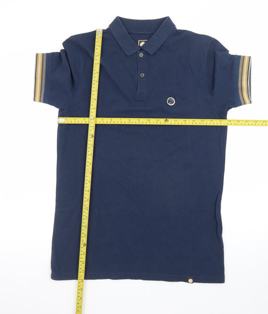 Pretty Green Men's Blue Cotton Short Sleeve Polo Shirt Size S