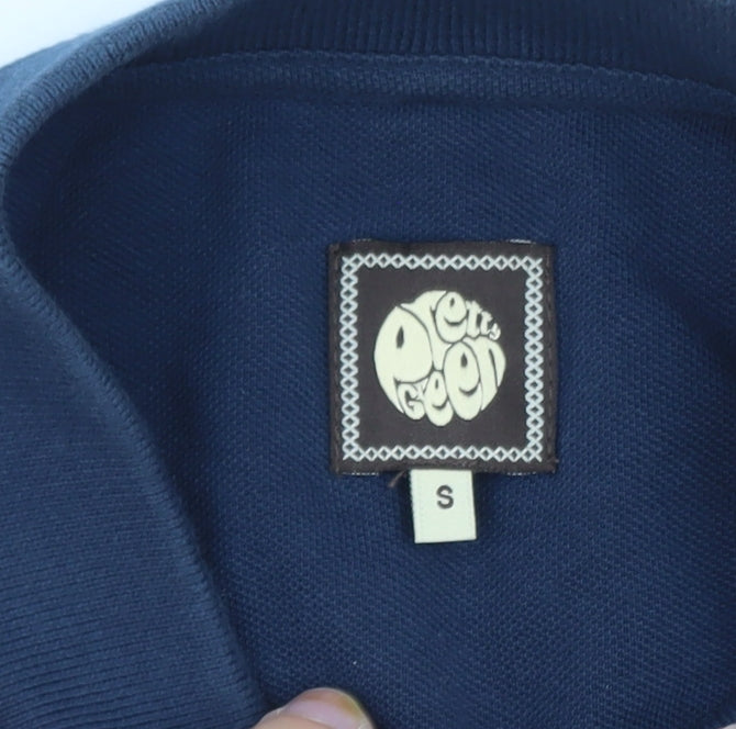 Pretty Green Men's Blue Cotton Short Sleeve Polo Shirt Size S